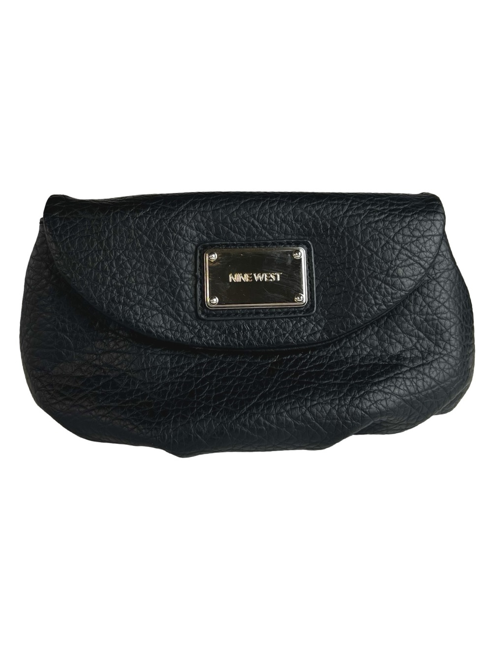 Nine West Black Pebbled Faux Leather Convertible Clutch Crossbody Evening Bag
